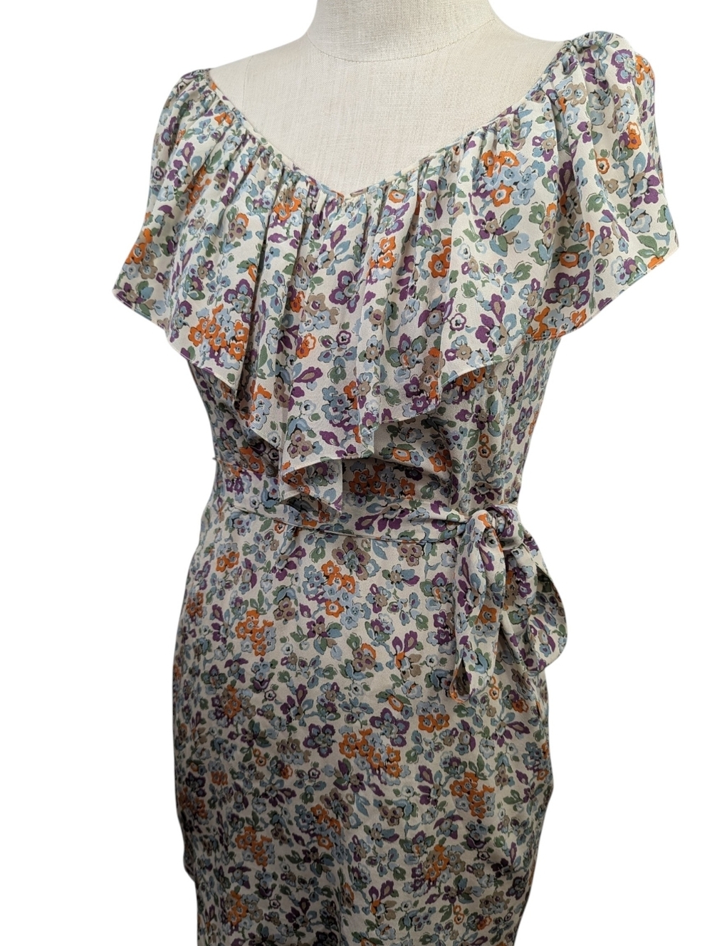 Rebecca Taylor 100% Silk Floral Ruffle Dress – Size 2 - Picture 5 of 11